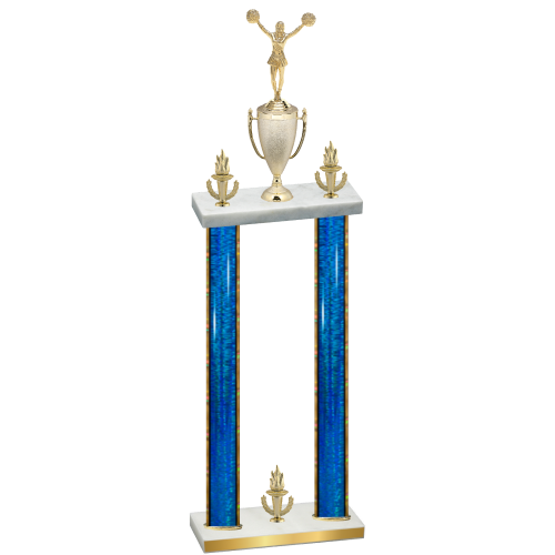 Double Blue Glacier Victory Cheerleading Trophy