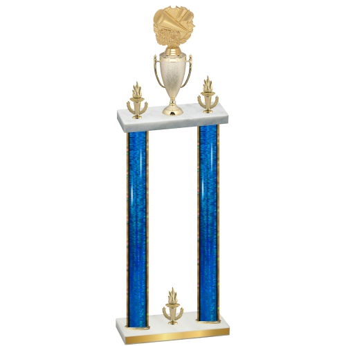Double Blue Glacier Victory Cheerleading Trophy