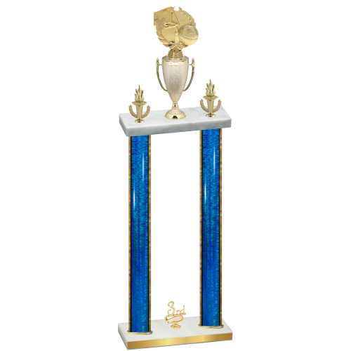 Double Blue Glacier Third Place Basketball Trophy