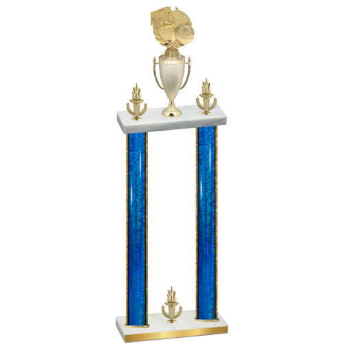 Double Blue Glacier Victory Basketball Trophy