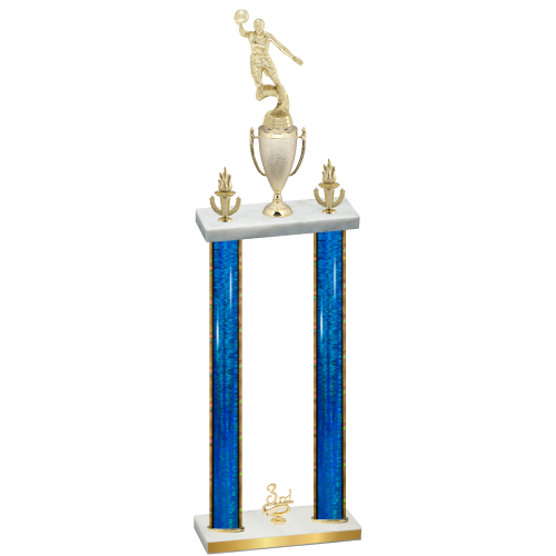 Double Blue Glacier Third Place Basketball Trophy