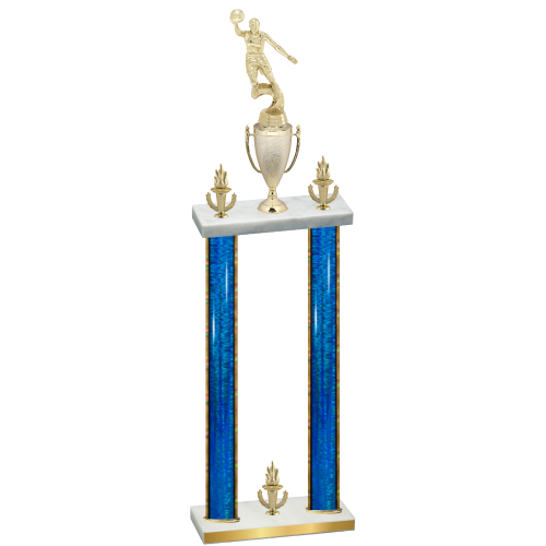 Double Blue Glacier Victory Basketball Trophy