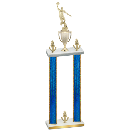 Double Blue Glacier Victory Basketball Trophy