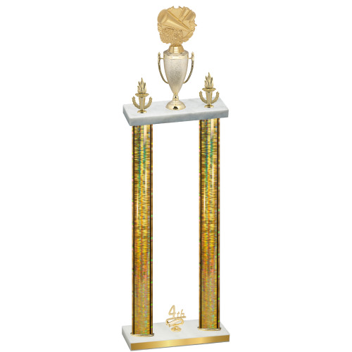Double Gold Glacier Fourth Place Cheerleading Trophy