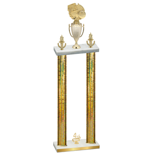 Double Gold Glacier Fourth Place Basketball Trophy