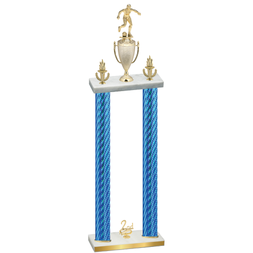 Double Blue Carbon Fiber Second Place Soccer Trophy