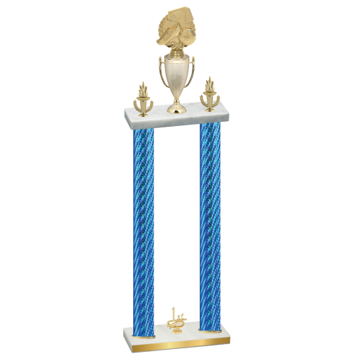 Double Blue Carbon Fiber First Place Soccer Trophy
