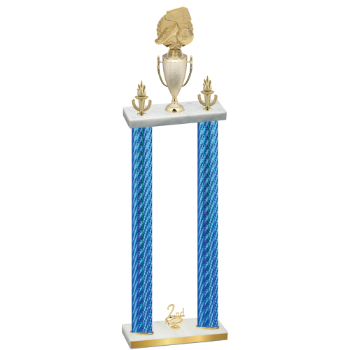Double Blue Carbon Fiber Second Place Soccer Trophy