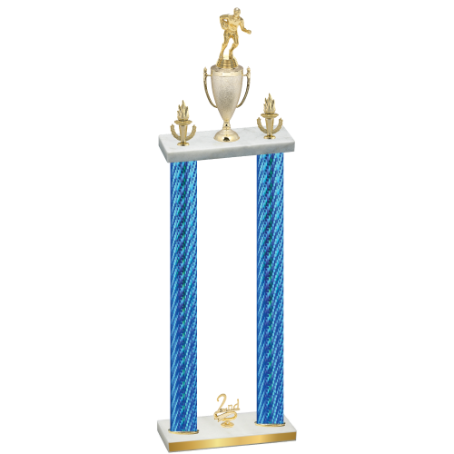 Double Blue Carbon Fiber Second Place Rugby Trophy