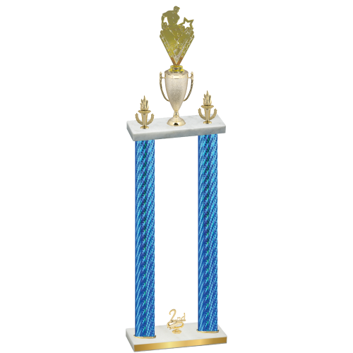 Double Blue Carbon Fiber Second Place Rugby Trophy