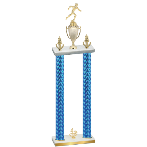 Double Blue Carbon Fiber Fourth Place Running Trophy