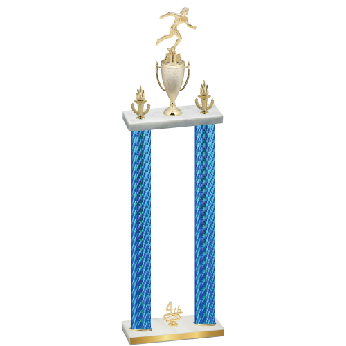 Double Blue Carbon Fiber Fourth Place Running Trophy
