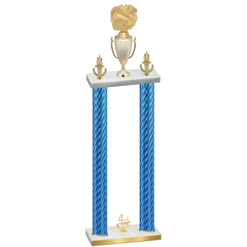 Double Blue Carbon Fiber Fourth Place Cheerleading Trophy
