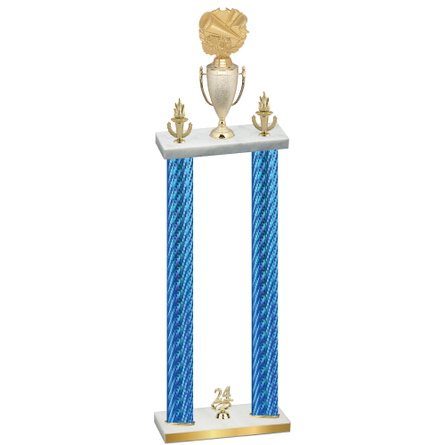 Double Blue Carbon Fiber Year Cheerleading Trophy