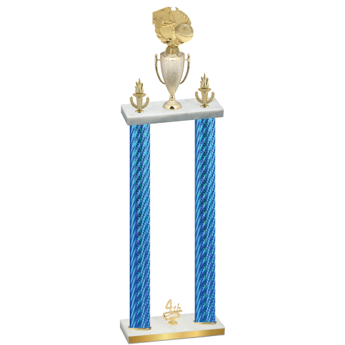 Double Blue Carbon Fiber Fourth Place Basketball Trophy
