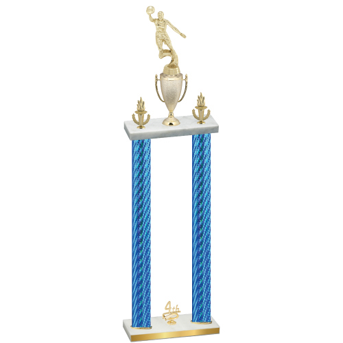 Double Blue Carbon Fiber Fourth Place Basketball Trophy