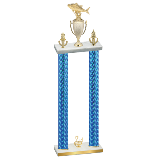 Double Blue Carbon Fiber Second Place Fishing Trophy
