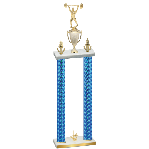 Double Blue Carbon Fiber First Place Weights Trophy