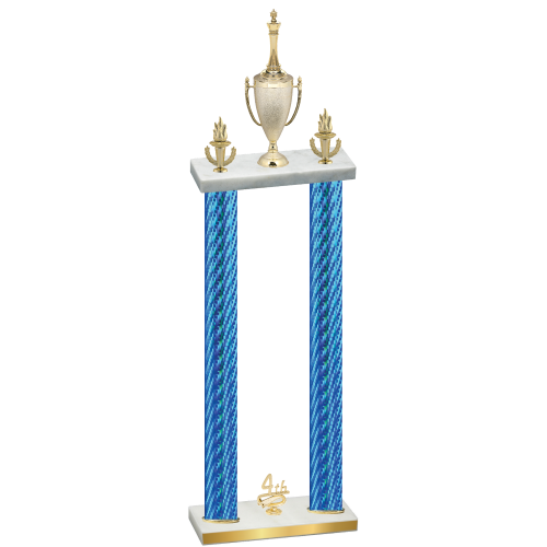 Double Blue Carbon Fiber Fourth Place Chess Trophy