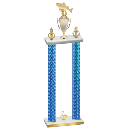 Double Blue Carbon Fiber Second Place Fishing Trophy