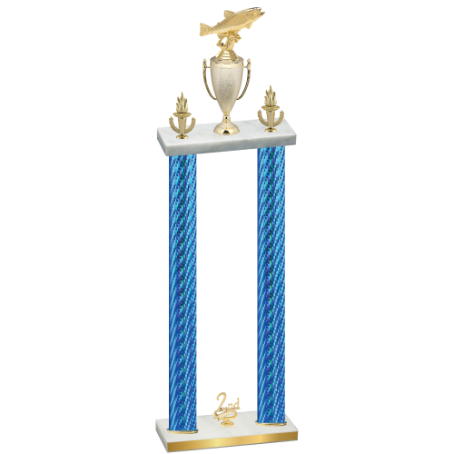 Double Blue Carbon Fiber Second Place Fishing Trophy