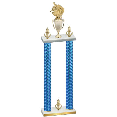 Double Blue Carbon Fiber Victory Baseball Trophy