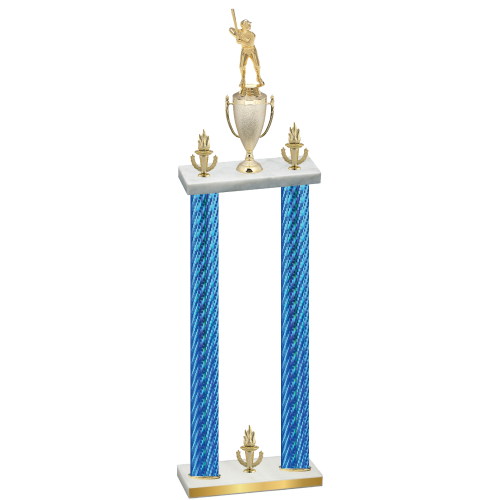 Double Blue Carbon Fiber Victory Baseball Trophy