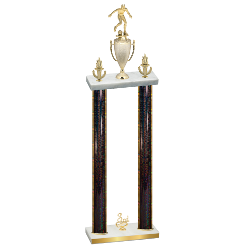 Double Black Glacier Third Place Soccer Trophy
