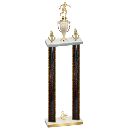 Double Black Glacier Third Place Soccer Trophy