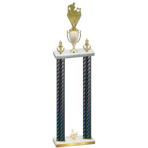 Double Black Carbon Fiber Third Place Rugby Trophy
