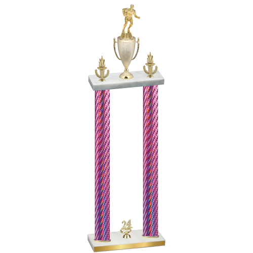 Double Pink Carbon Fiber Year Rugby Trophy