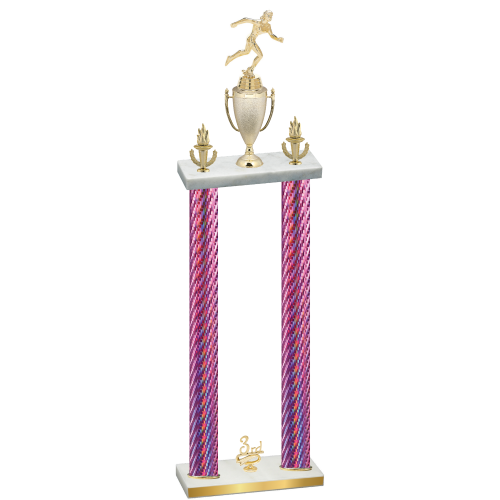 Double Pink Carbon Fiber Third Place Running Trophy