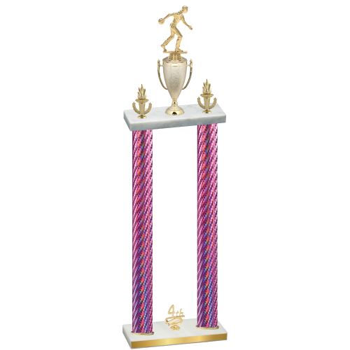 Double Pink Carbon Fiber Fourth Place Bowling Trophy