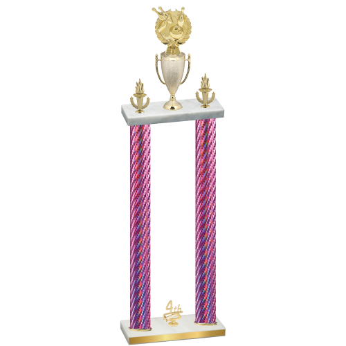 Double Pink Carbon Fiber Fourth Place Bowling Trophy
