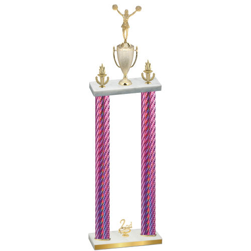 Double Pink Carbon Fiber Second Place Cheerleading Trophy