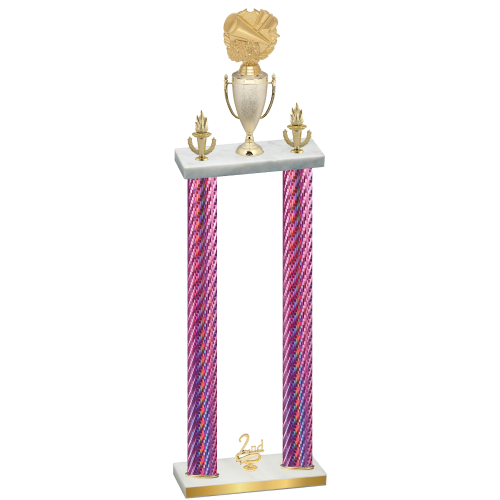 Double Pink Carbon Fiber Second Place Cheerleading Trophy