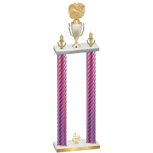 Double Pink Carbon Fiber Fourth Place Cheerleading Trophy