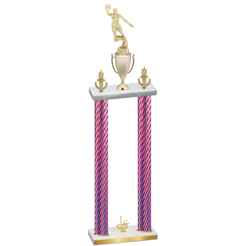 Double Pink Carbon Fiber First Place Basketball Trophy