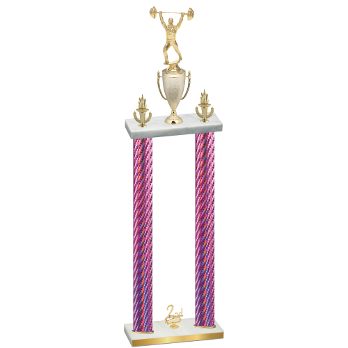 Double Pink Carbon Fiber Second Place Weights Trophy