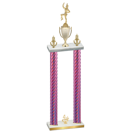 Double Pink Carbon Fiber Fourth Place Majorette Trophy