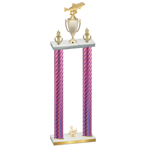 Double Pink Carbon Fiber Third Place Fishing Trophy