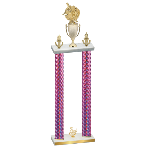 Double Pink Carbon Fiber Third Place Baseball Trophy