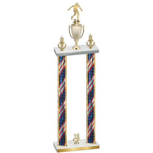 Double Flag USA Year Soccer Trophy