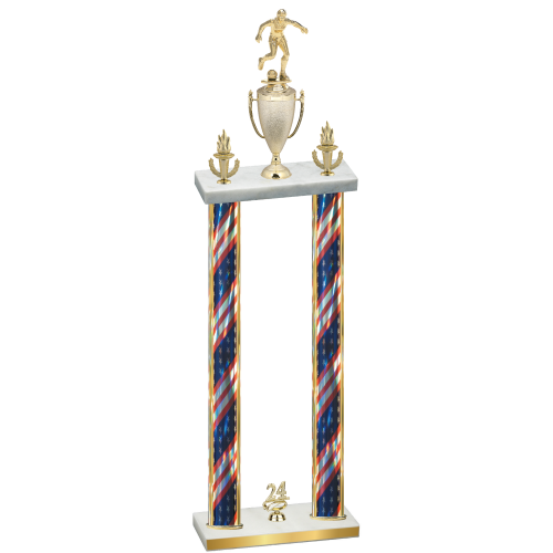 Double Flag USA Year Soccer Trophy