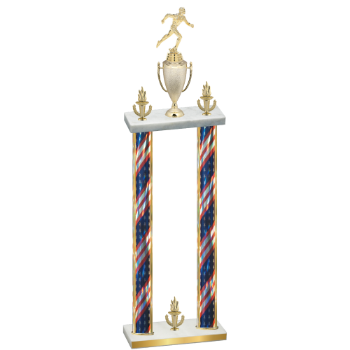 Double Flag USA Victory Running Trophy