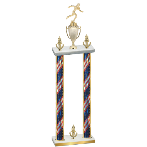 Double Flag USA Victory Running Trophy