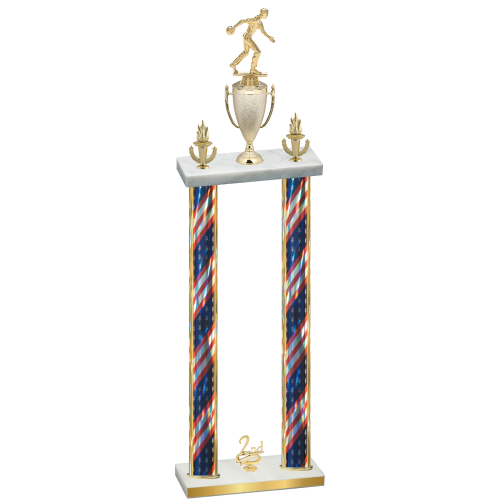 Double Flag USA Second Place Bowling Trophy
