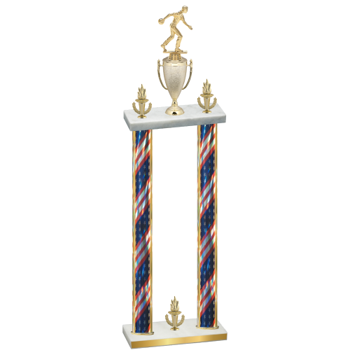 Double Flag USA Victory Bowling Trophy