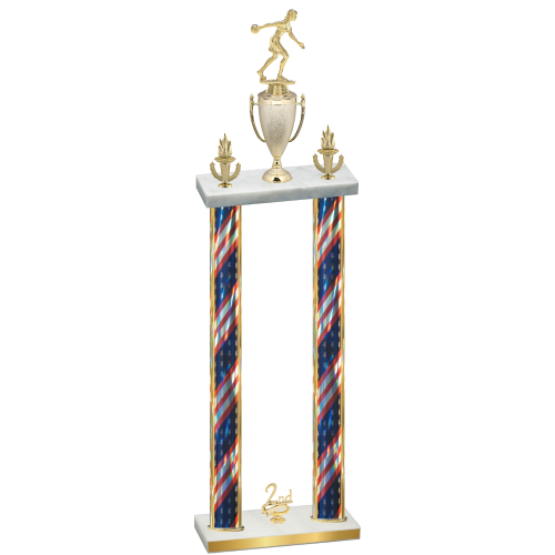 Double Flag USA Second Place Bowling Trophy