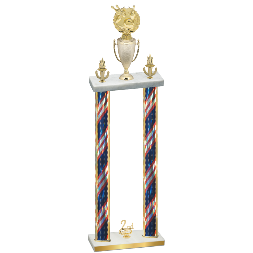 Double Flag USA Second Place Bowling Trophy
